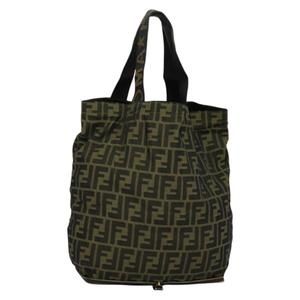 FENDI Zucca Canvas Tote Bag Black Brown Auth yk18964